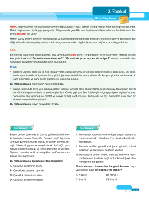 2025 - 6. Sınıf Türkçe Fasikülleri - 3 - ULTİ YAYINLARI