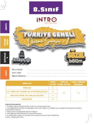 8. SINIF TÜRKİYE GENELİ DENEME SINAVI - İNTRO - 2025 - 26