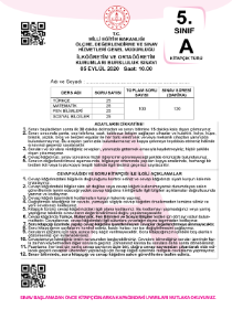 5.Sınıf 2020 Bursluluk Sınavı - AV YAYINLARI