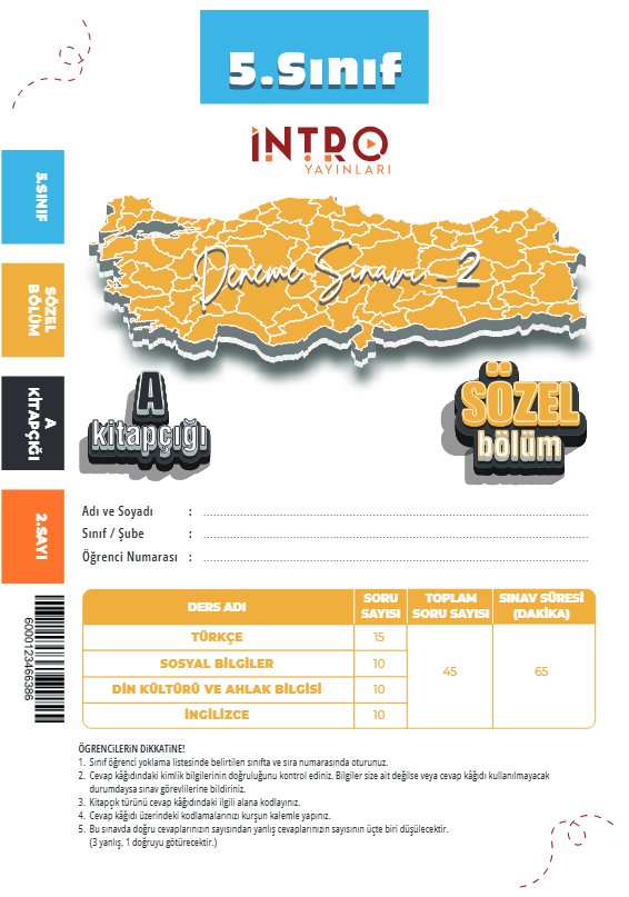 5. SINIF TÜRKİYE GENELİ DENEME SINAVI 2 - İNTRO - 2025 - 26