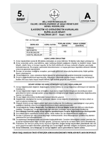 5.Sınıf 2017 Bursluluk Sınavı - AV YAYINLARI - YENİ