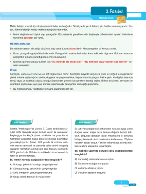2025 - 7. Sınıf Türkçe Fasikülleri - 3 - ULTİ YAYINLARI
