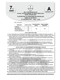 7.Sınıf 2017 Bursluluk Sınavı - AV YAYINLARI - YENİ