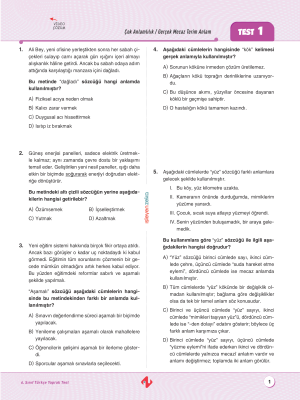 6. Sınıf 3lü Kuvvet Türkçe Yaprak Test - 2025-26