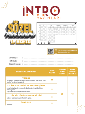 8.SINIF SÖZEL 32Lİ DENEME - İNTRO YAYINLARI - 2025-26
