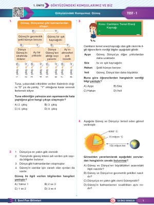 5. SINIF FEN BİLİMLERİ YAPRAK TEST - İLK ÖNCE YAYINLARI - 2024-25