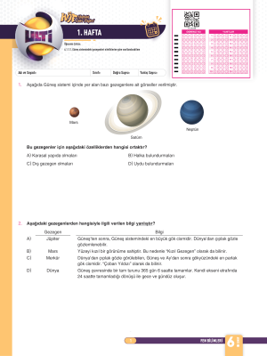 2025 - 6. SINIF FEN BİLİMLERİ HAFTALIK ÖDEV FÖYLERİ - ULTİ YAYINLARI