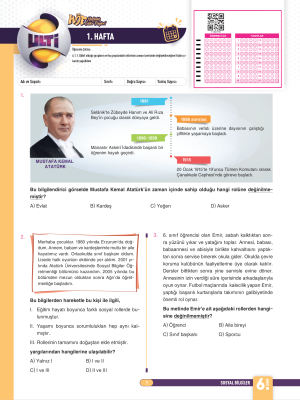 2025 - 6. SINIF SOSYAL BİLGİLER HAFTALIK ÖDEV FÖYLERİ - ULTİ YAYINLARI