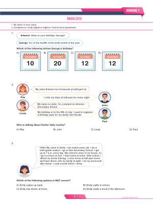 6.SINIF İNGİLİZCE 10LU DENEME - AV YAYINLARI - 2025-26