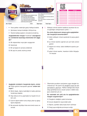 2025 - 6. SINIF TÜRKÇE HAFTALIK ÖDEV FÖYLERİ - ULTİ YAYINLARI