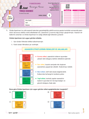 8. Sınıf Türkçe Branş Deneme - Tanım yayınları - 2024