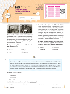 8. Sınıf İnkılap Tarihi 20li Branş Deneme - TANIM